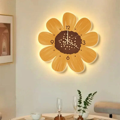 Sculptural Elegance: Modern Minimalist Crystal Porcelain Flower Wall Clock with Decorative Lighting - Timekeeping Redefined