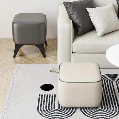 Sleek Simplicity: Modern Minimalist Leather Stool Ottoman - Chic Seating for Contemporary Spaces
