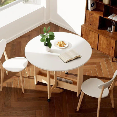 Space-Saving Convertible Drop-Leaf Dining Table with Storage and Wheels