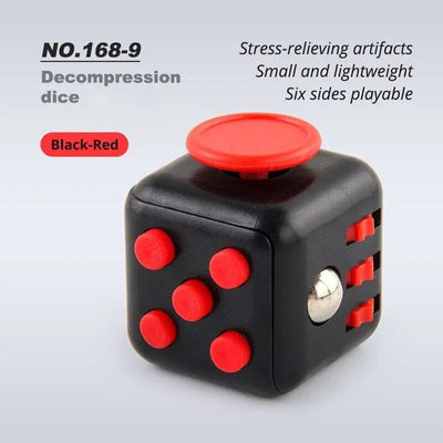 😌 Stress Relief Essential: Decompression Dice - Anti-Stress Fidget Toy for Instant Anxiety Relief! Black and Red