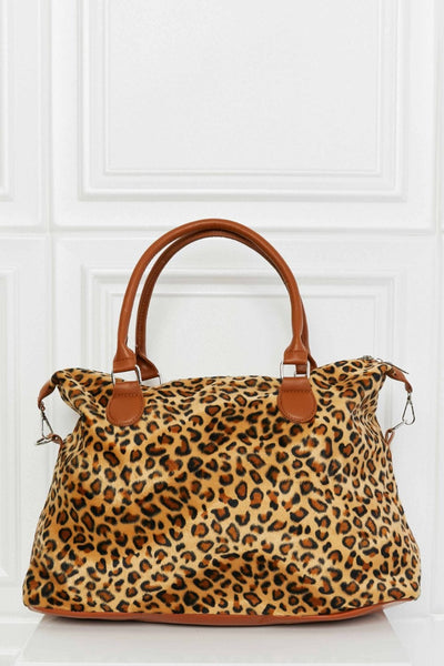 Unleash Your Inner Fashion Beast with Our Animal Print Brushed Weekender Bag! Leopard / One Size