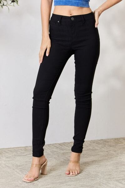 YMI Jeanswear Hyperstretch Mid-Rise Skinny Jeans Pants Black / S